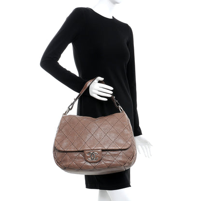 Chanel Glazed Calfskin Stitched XL On The Road Flap Brown 2 of 15
