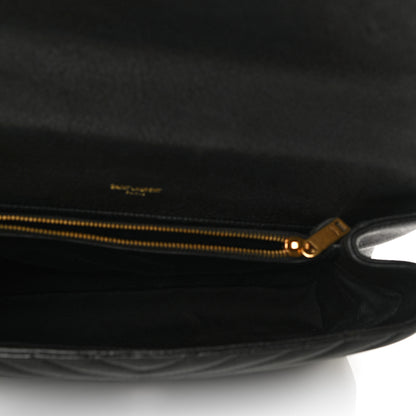 Saint Laurent Sheepskin Matelasse Chevron Monogram Large College Satchel Black 4 of 9
