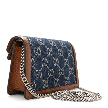 Gucci New Denim GG Monogram Dollar Calfskin Enamel Super Mini Dionysus Shoulder Bag Blue Tea Cuir Epilog Electric Blue 3 of 10