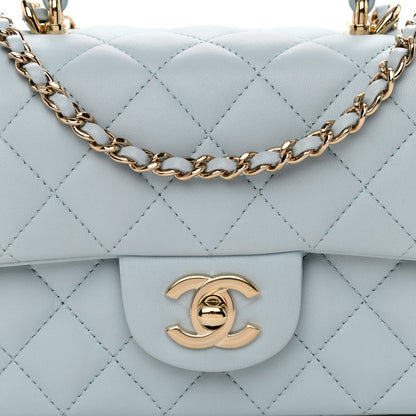 Chanel Lambskin Quilted Mini Top Handle Rectangular Flap Light Blue 8 of 10