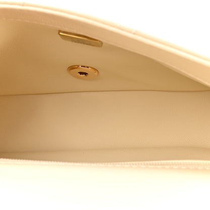 Chanel Shiny Lambskin Quilted Golden Links Top Handle Flap White 5 of 11