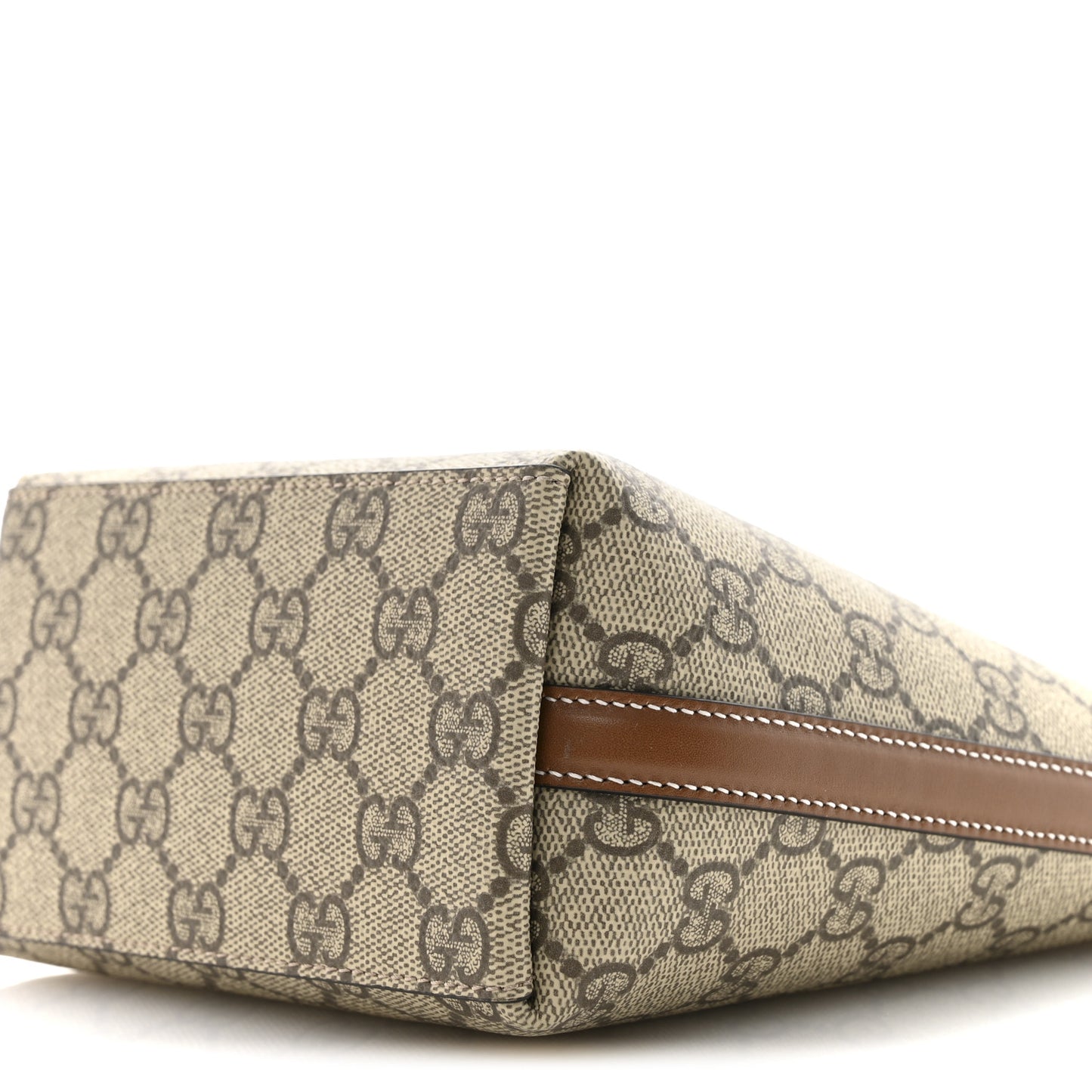 GG Supreme Monogram Emblem Nano Bucket Bag Beige Dark Brown