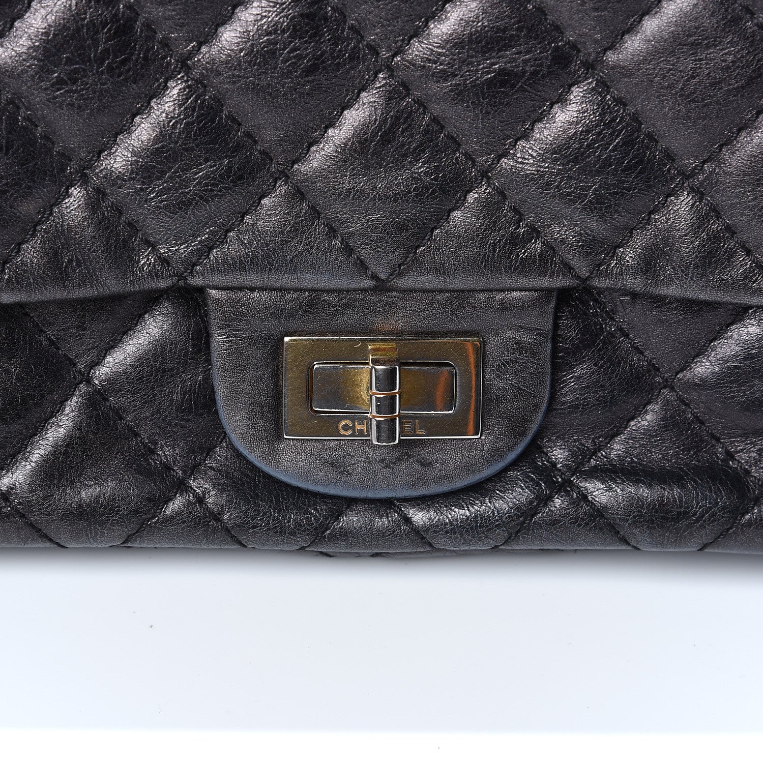 Chanel Metallic Aged Calfskin Accordion Reissue 2.55 Flap Dark Silver 14 of 18