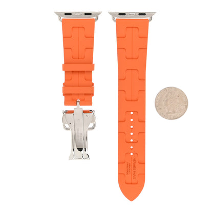 Hermes Rubber 41mm Deployment Buckle Kilim Apple Watch Single Tour Band Orange 2 of 4