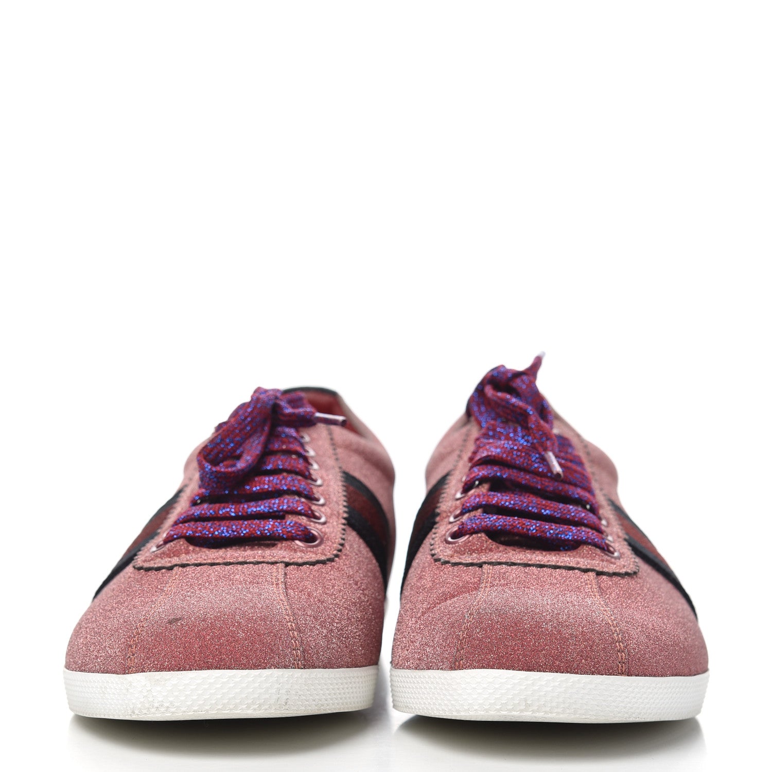 Gucci Glitter Fabric Studded Web Womens Sneakers 38 Rosso 2 of 15