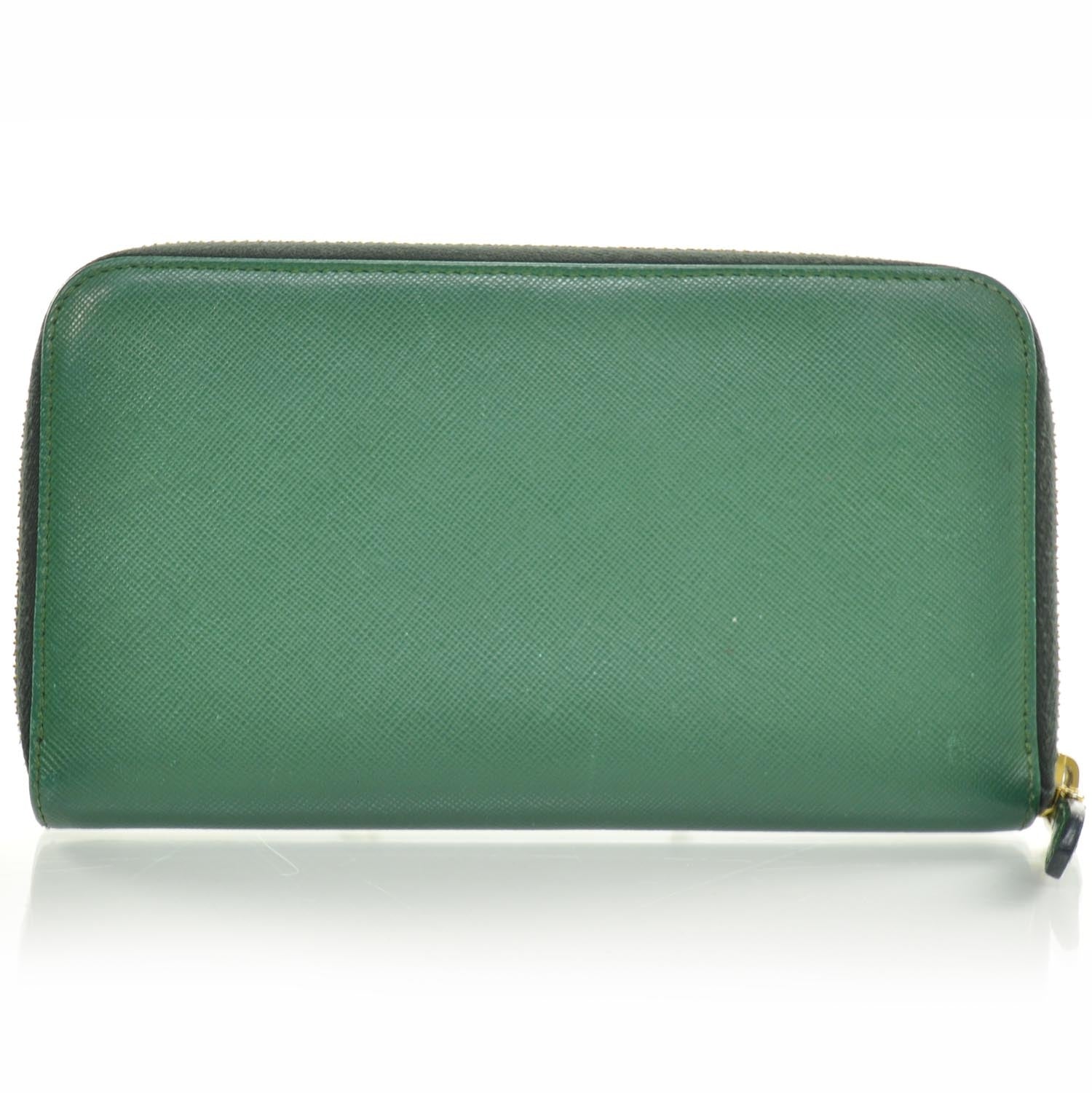 Prada Saffiano Zip Around Wallet Green 4 of 7