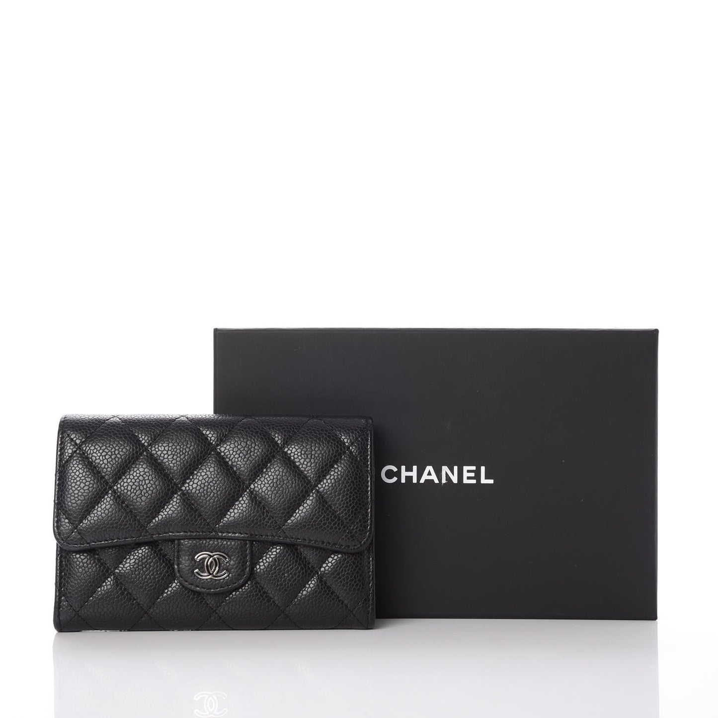 Caviar Quilted Small Flap Wallet Black