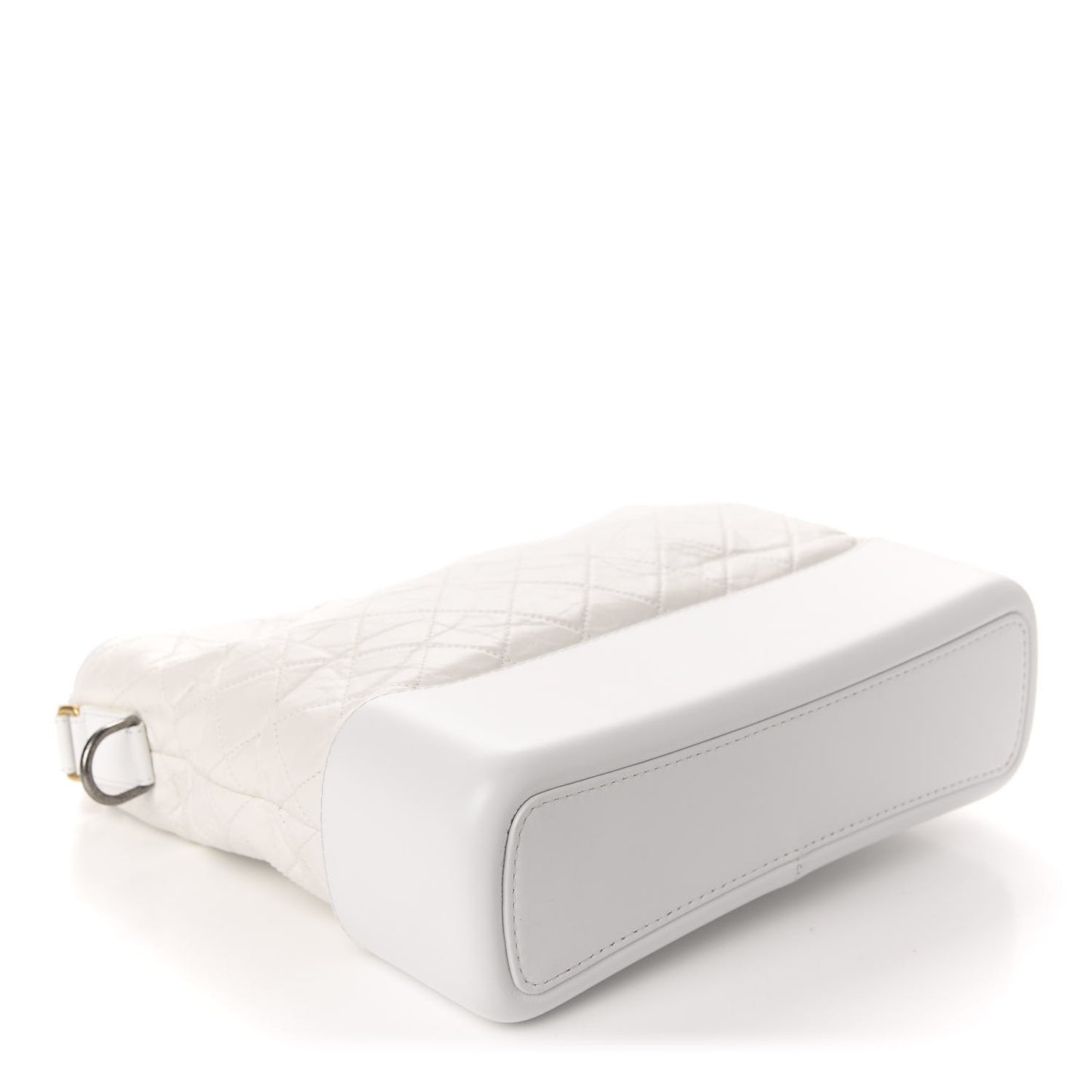 Aged Calfskin Quilted Large Gabrielle Hobo White