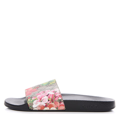 Gucci GG Supreme Monogram Blooms Slide Sandals 38 Beige Multicolor 1 of 7