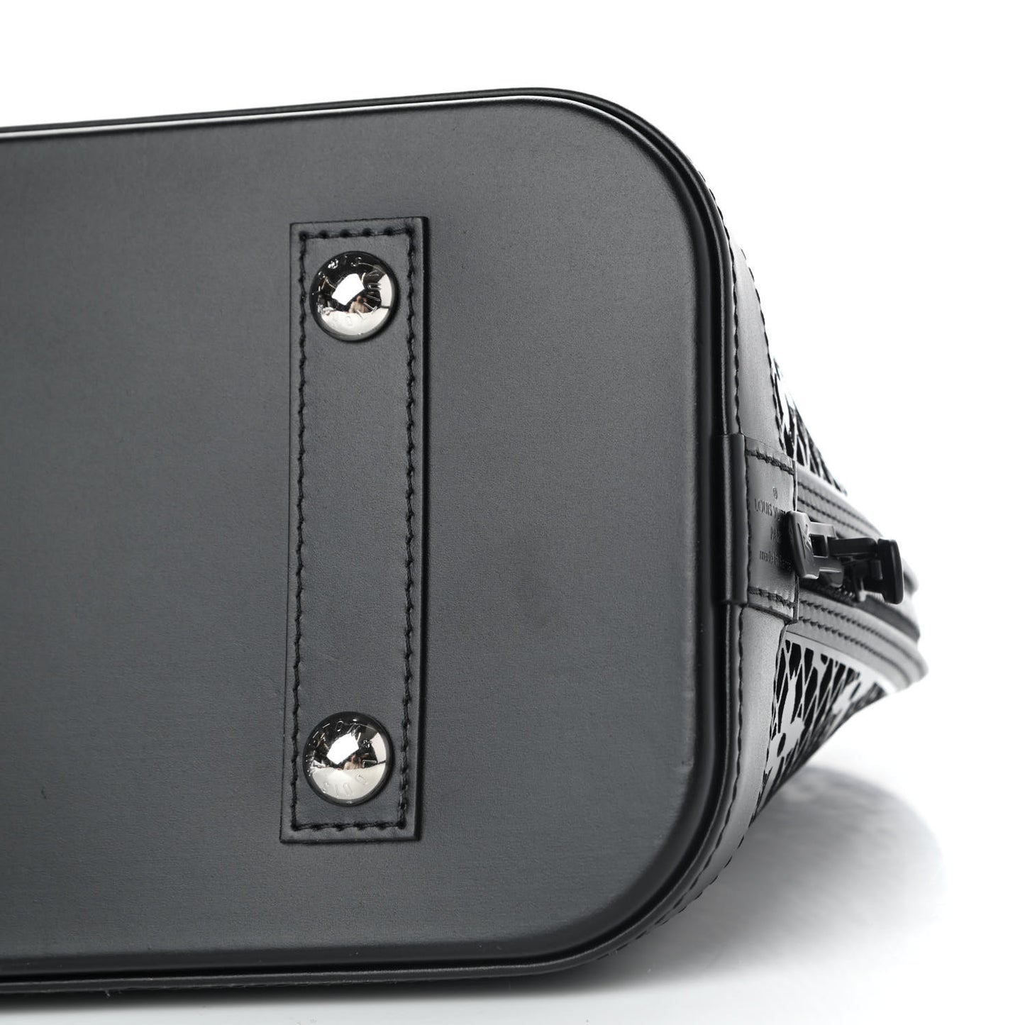 Patent Calfskin Laced Monogram Alma PM Black