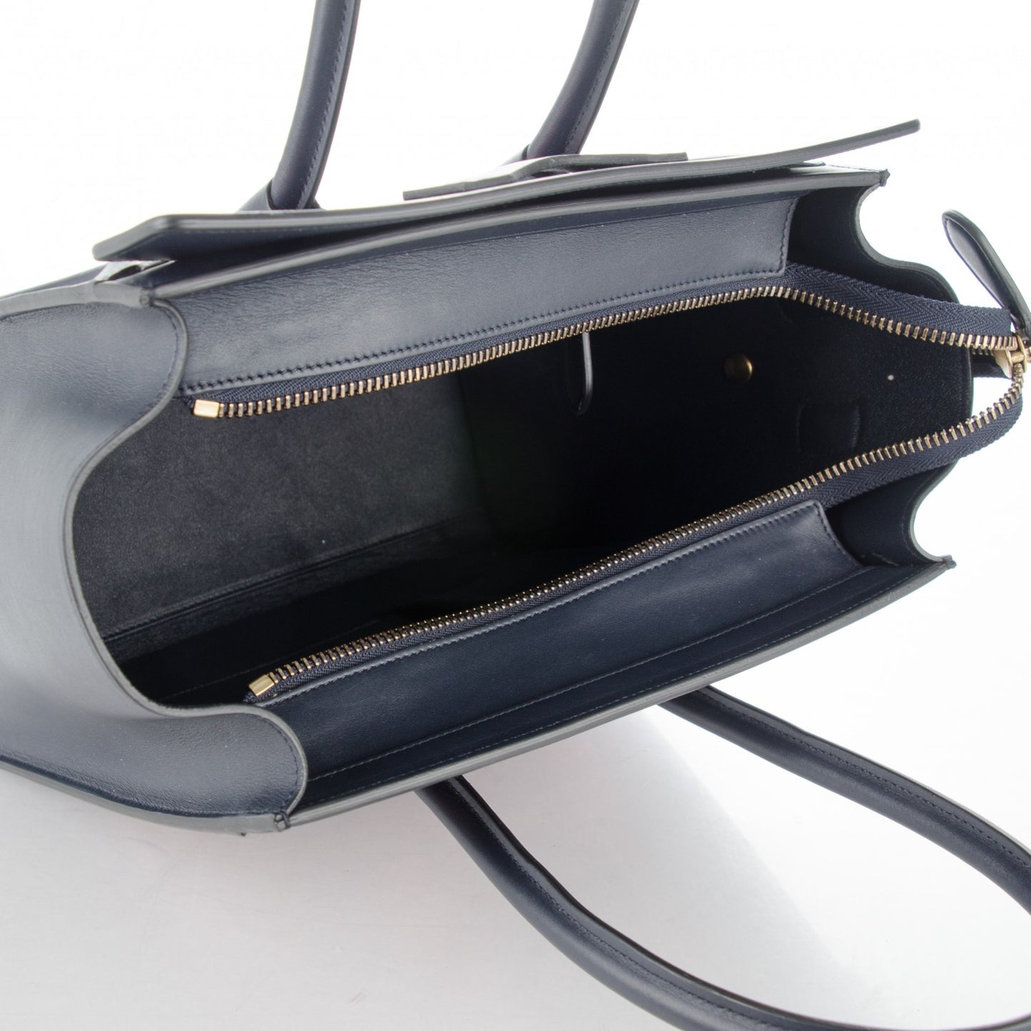 Smooth Calfskin Striped Canvas Micro Luggage Navy Blue