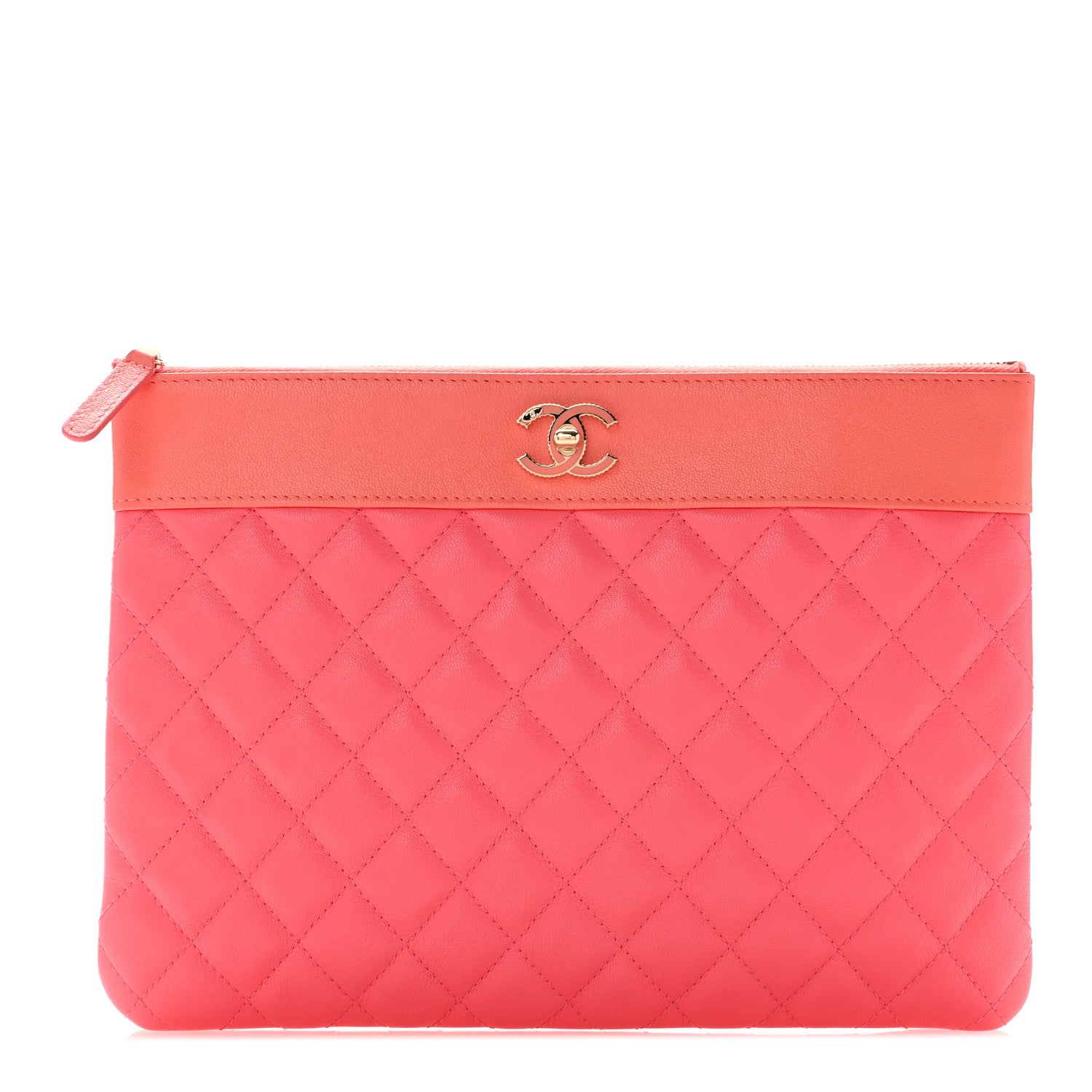 Chanel Sheepskin Quilted Medium Vintage Mademoiselle Cosmetic Case Pink 1 of 7