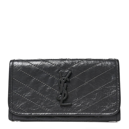 Saint Laurent Crinkled Calfskin Matelasse Monogram Niki Wallet Storm 1 of 6