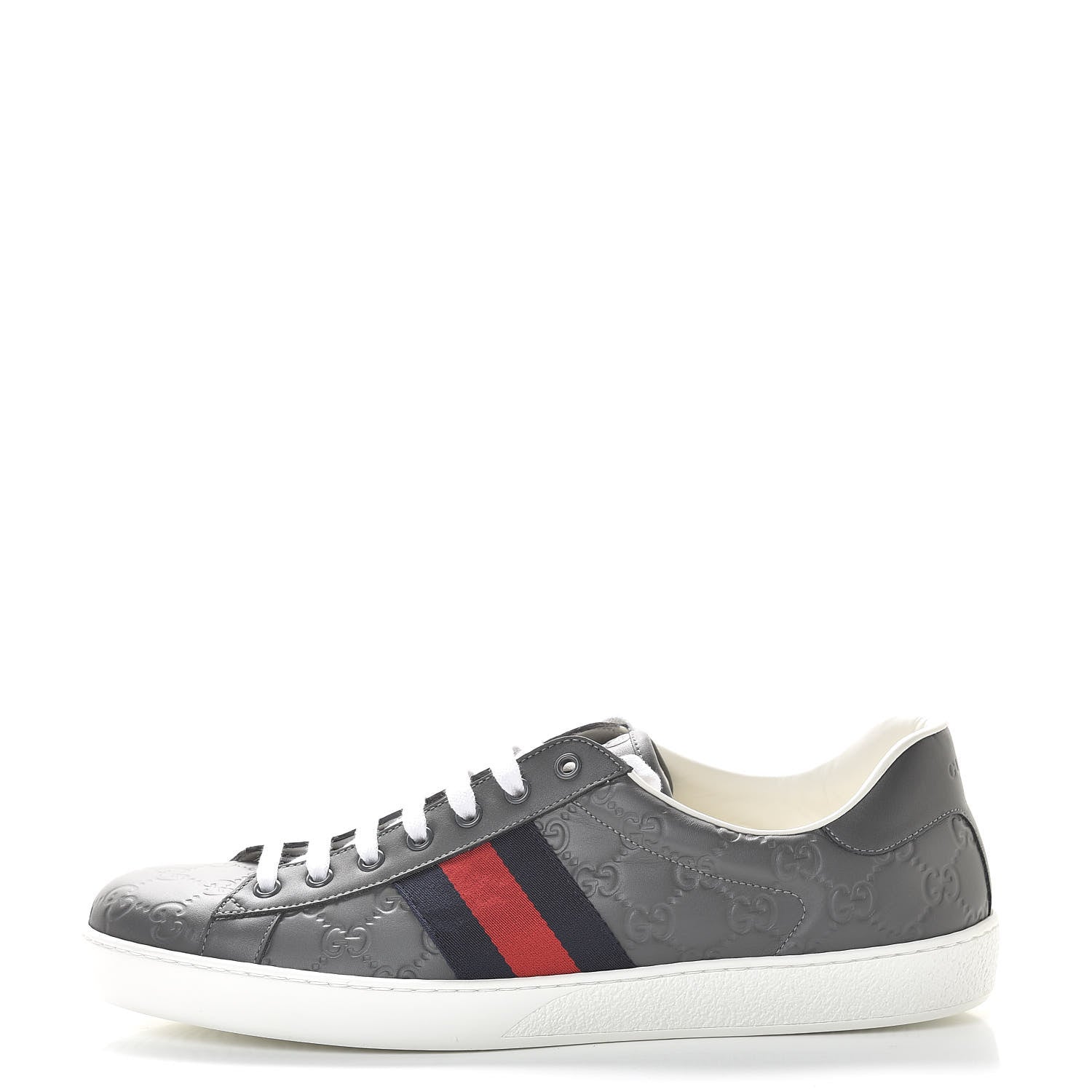 Gucci Guccissima Signature Web Mens Ace Sneakers 11 Melange Platinum 1 of 11