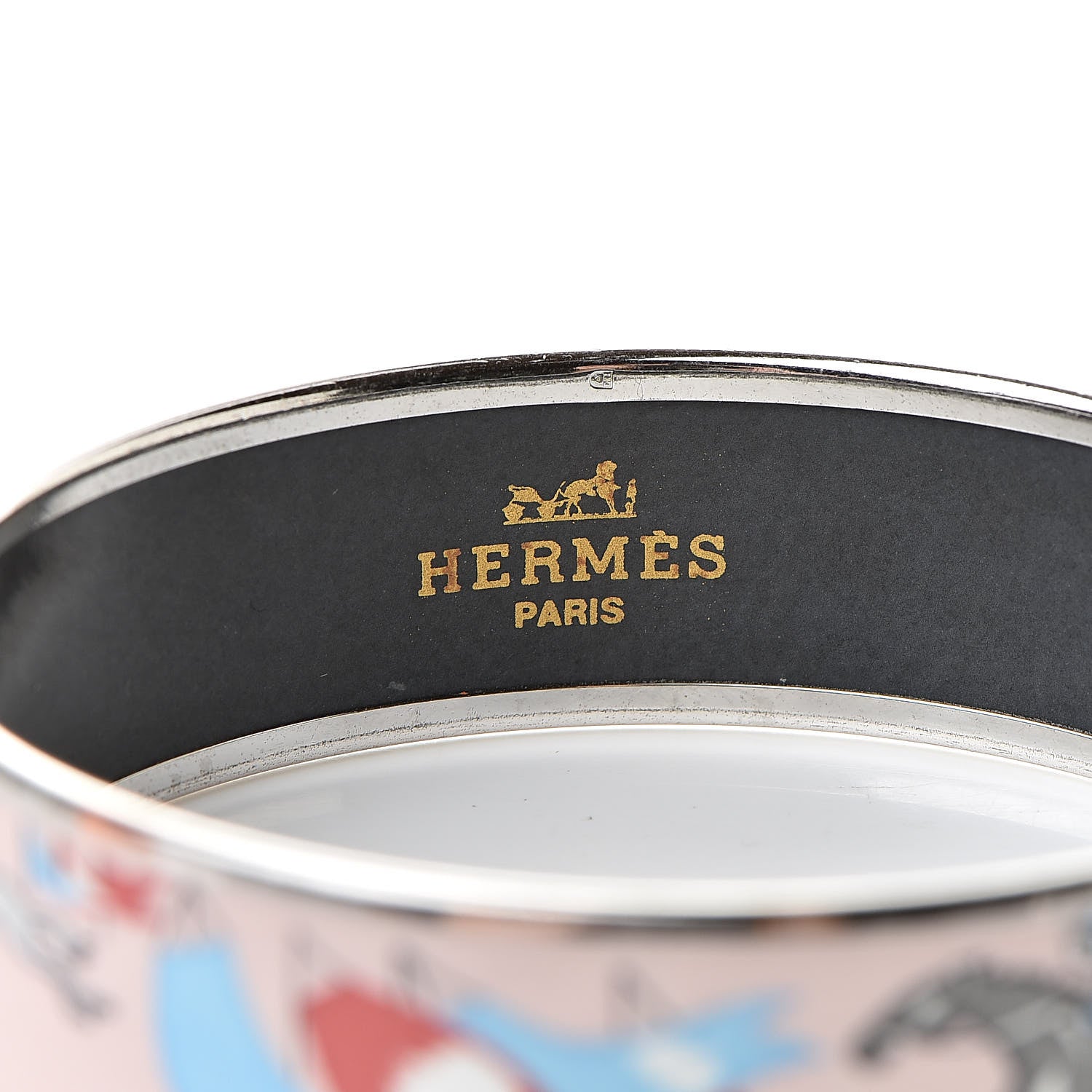 Hermes Enamel Printed Horse Racing Wide Bracelet 70 4 of 6