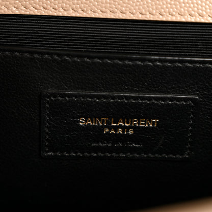 Saint Laurent Grain De Poudre Textured Mixed Matelasse Medium Triquilt Monogram Satchel Dark Beige 6 of 11