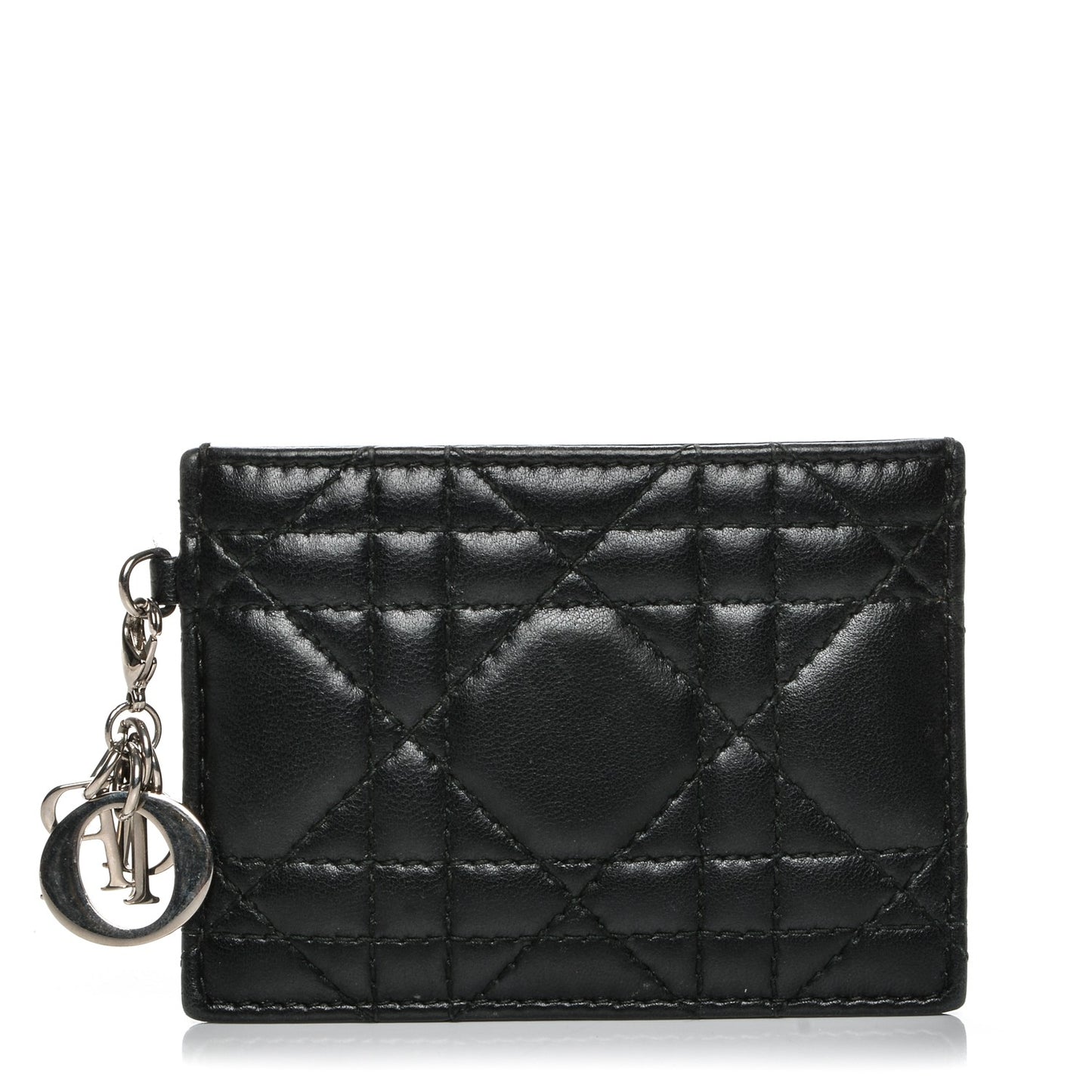 Lambskin Cannage Lady Dior Card Holder Black