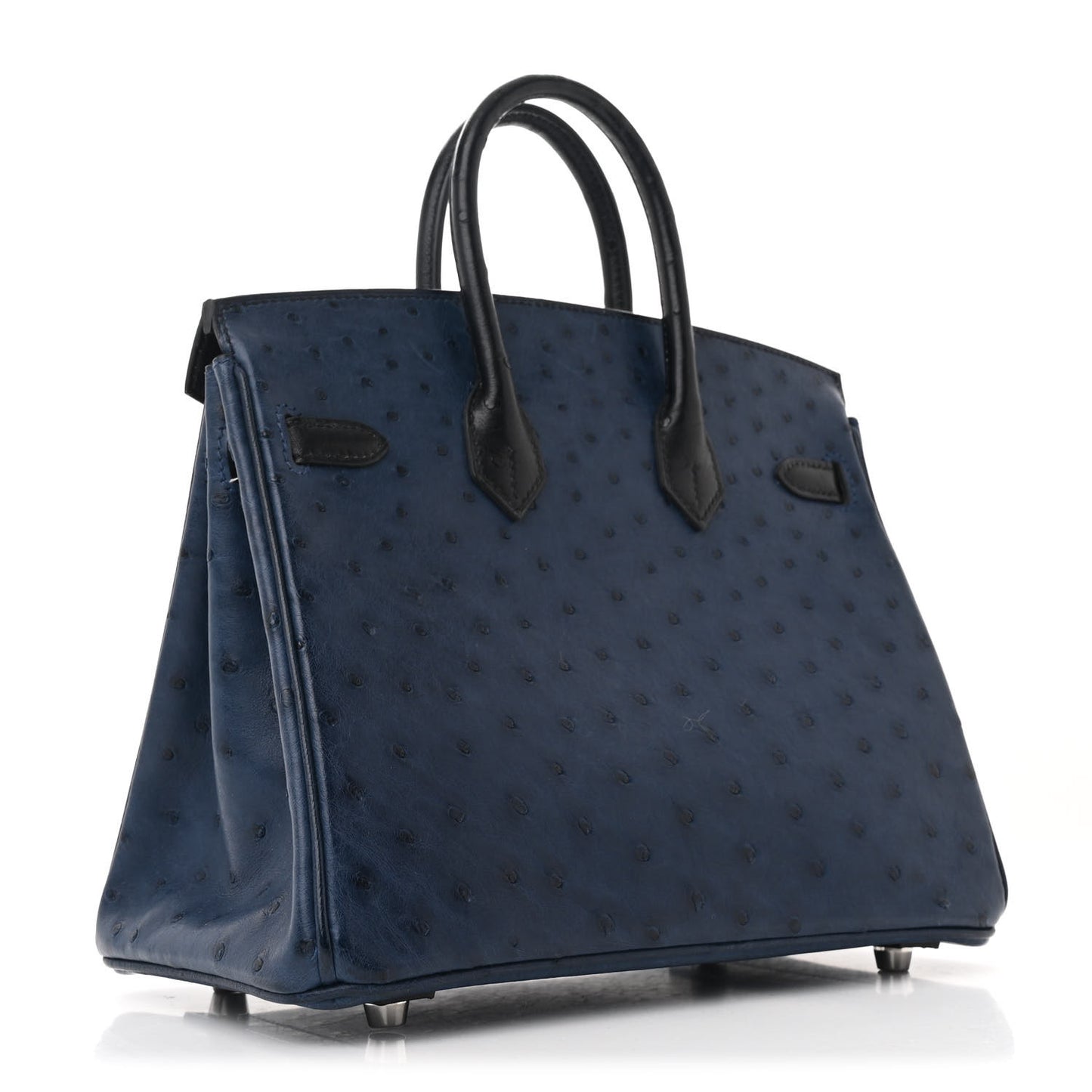 Ostrich Bi-Color Birkin 25 Bleu Iris Black