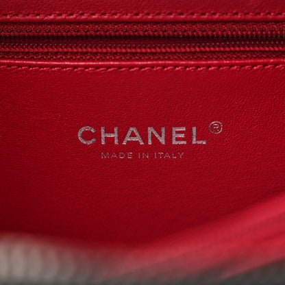 Chanel Caviar Quilted Striped Medium CC Filigree Vanity Case Black White 6 of 10