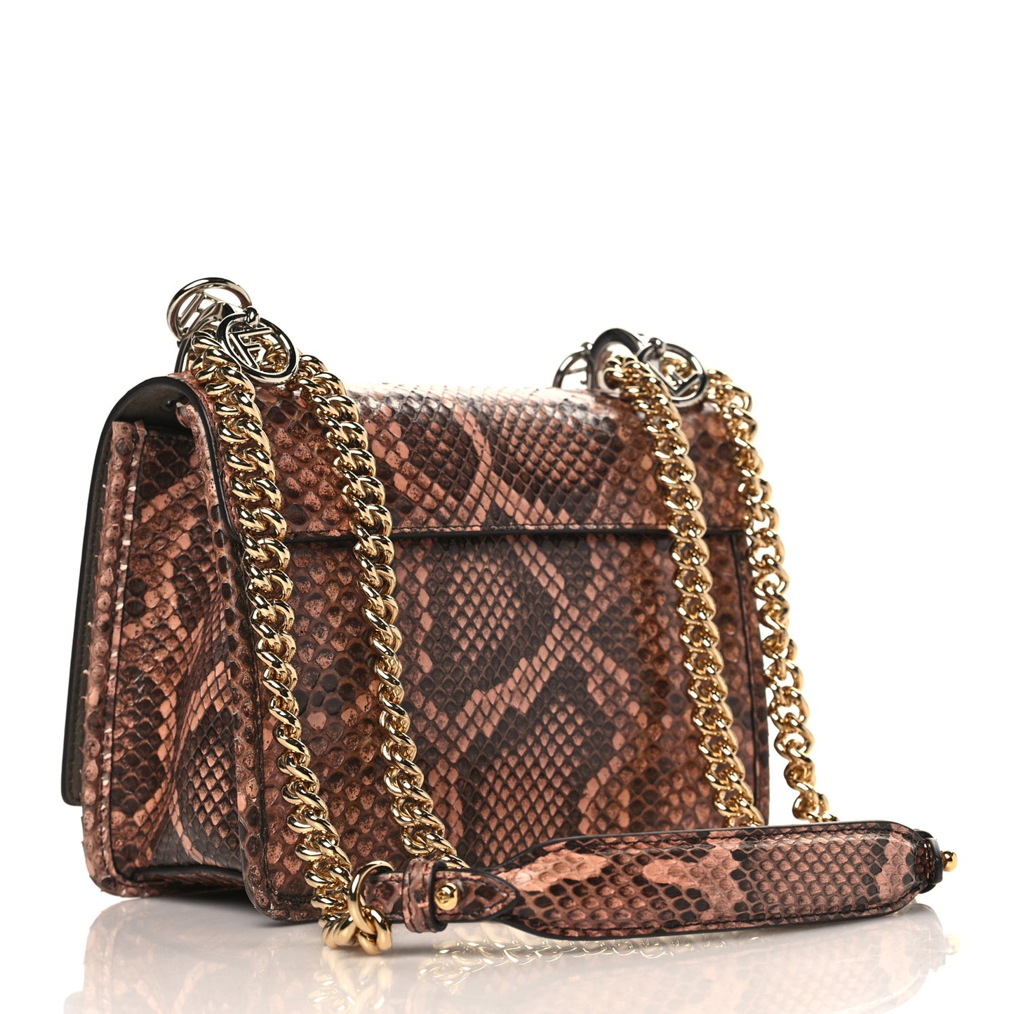 Snakeskin F is Fendi Small Kan I Shoulder Bag Macaron