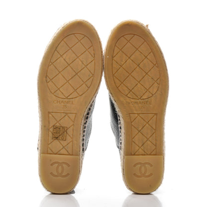 Chanel Grained Calfskin CC Espadrilles 35 Black 5 of 9