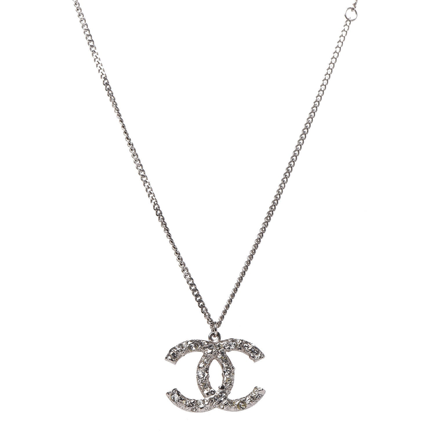 Chanel Crystal CC Necklace Silver 1 of 6