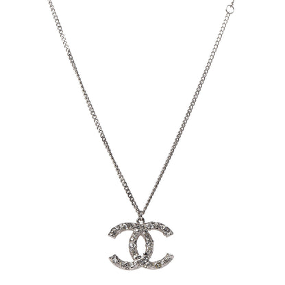 Chanel Crystal CC Necklace Silver 1 of 6