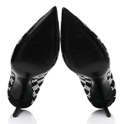 Saint Laurent Satin Crystal Embellished Checkered Zoe 105 Pumps 36.5 Black 5 of 13