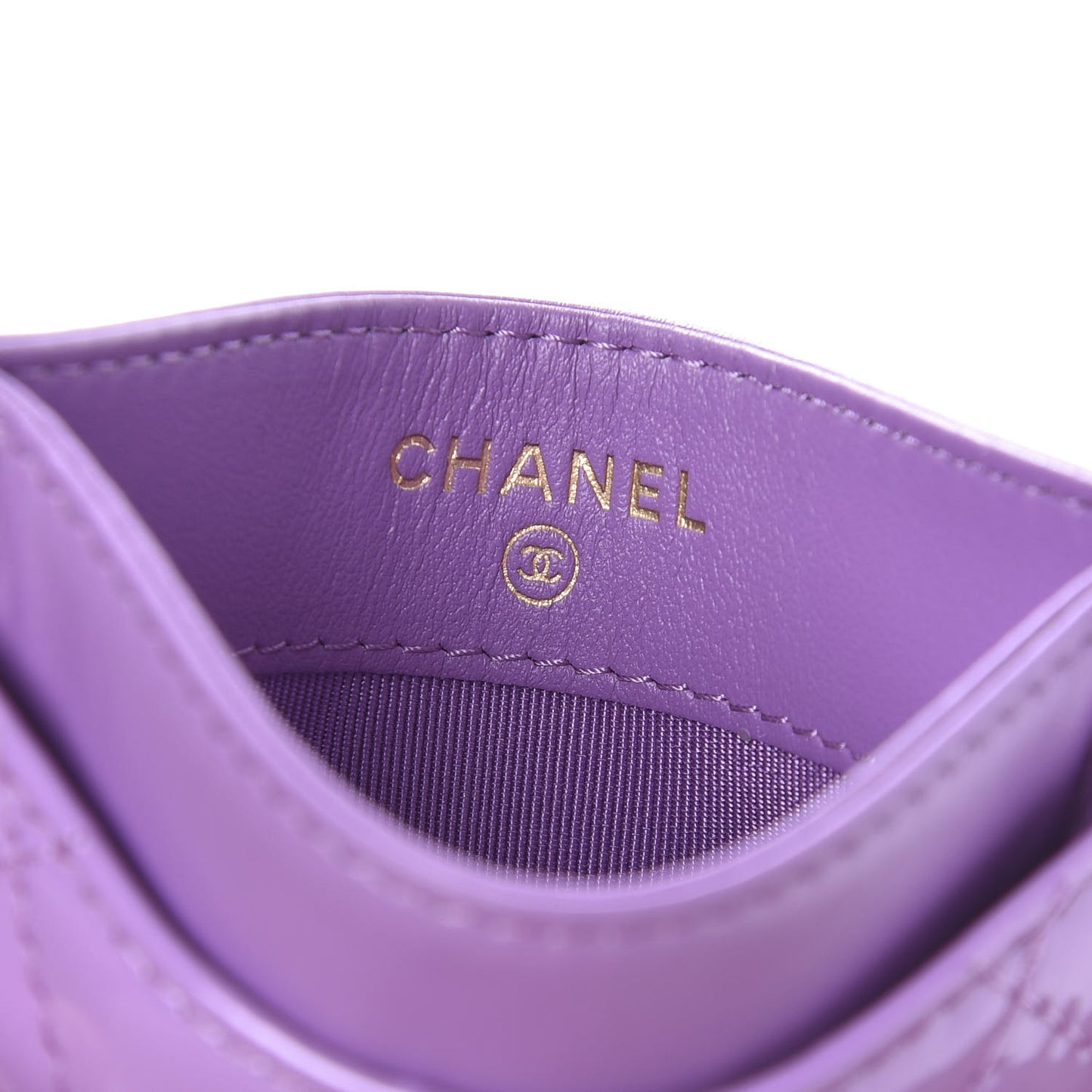 Patent Quilted Card Holder Purple