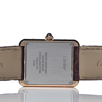 Cartier Stainless Steel 18K Pink Gold Alligator 24mm Tank Solo Quartz Watch Brown 5 of 9