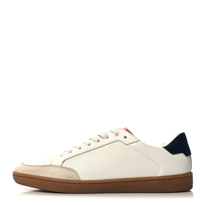 Saint Laurent Calfskin Perforated Suede SL10 Court Classic Low Top Sneakers 40 White 1 of 10