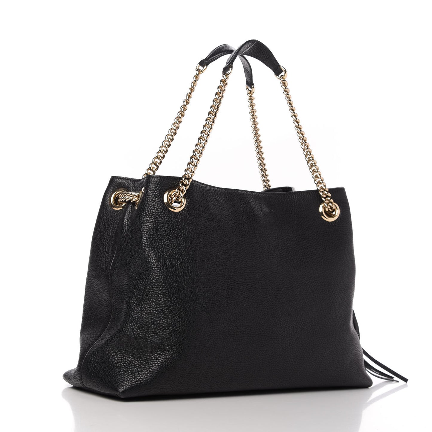 Pebbled Calfskin Medium Soho Chain Shoulder Bag Black