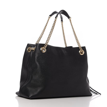 Gucci Pebbled Calfskin Medium Soho Chain Shoulder Bag Black 3 of 10