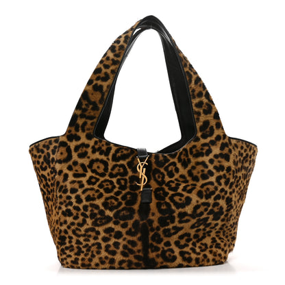 Saint Laurent Pony Hair Nappa Leopard Print Le 5 A 7 Bea Tote Earth Black 1 of 11
