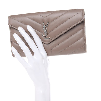 Saint Laurent Lambskin Y Quilt Monogram Large Loulou Flap Wallet Mink 2 of 7