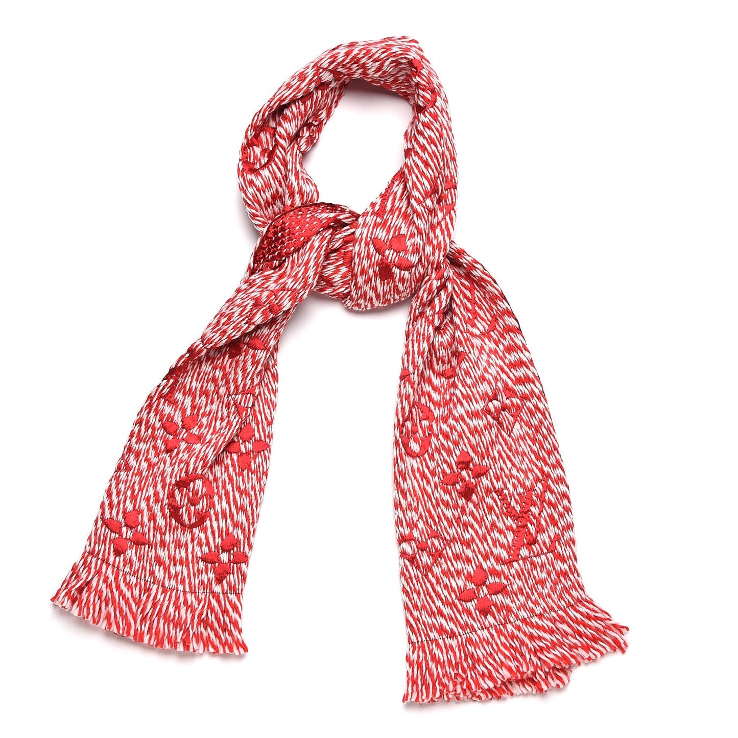 Wool Silk Logomania Mix Scarf Coquelicot