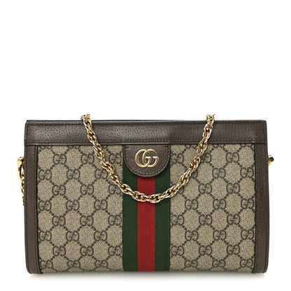 Gucci GG Supreme Monogram Web Small Ophidia Chain Shoulder Bag Brown 1 of 10