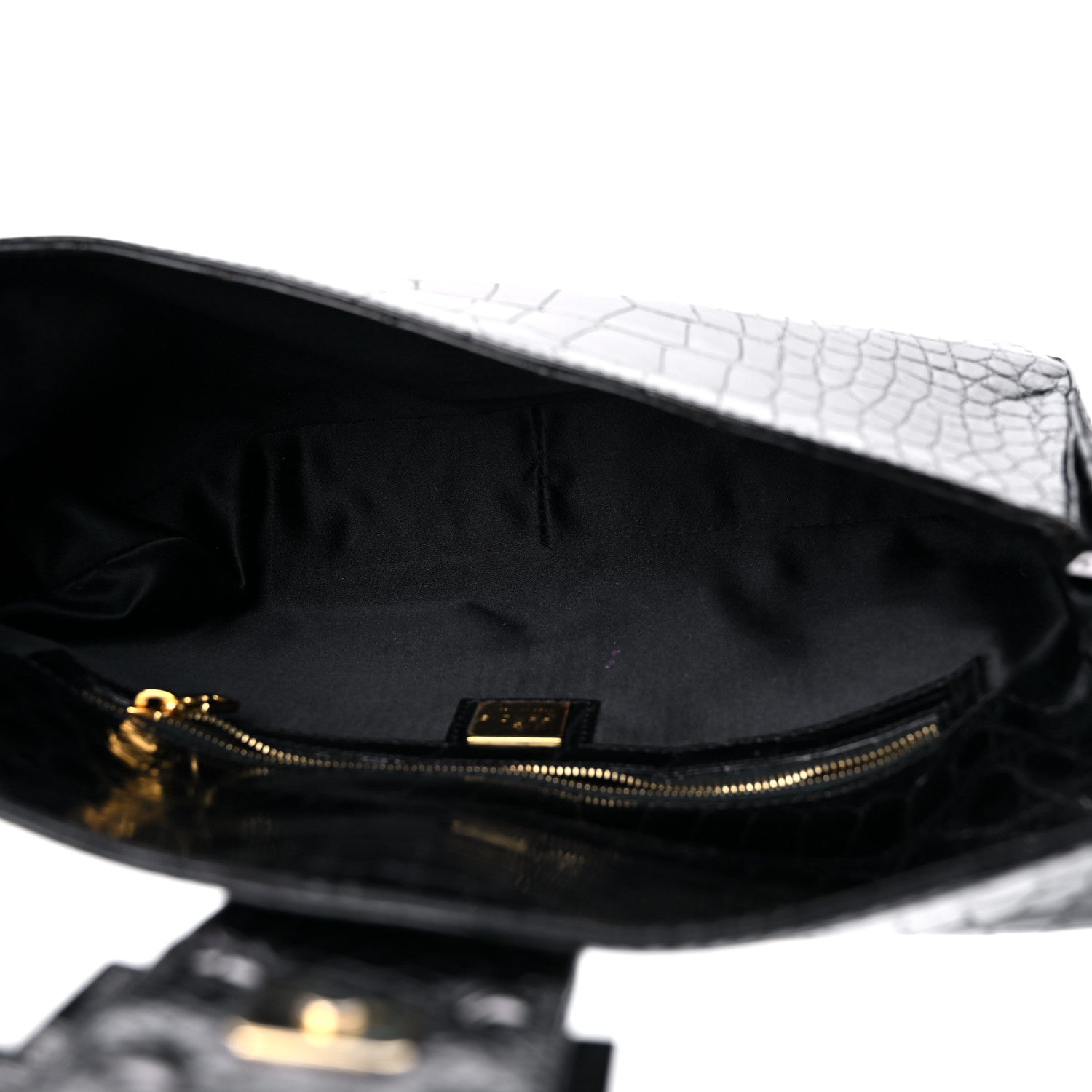 Fendi Crocodile Crystal Baguette Black 5 of 12