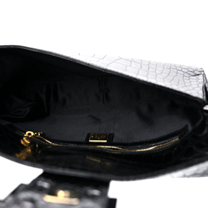 Fendi Crocodile Crystal Baguette Black 5 of 12