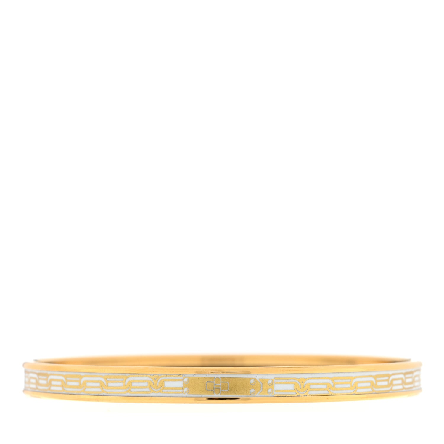 Hermes Enamel Printed Reaction En Chaines Extra Narrow Bracelet 65 White 1 of 5