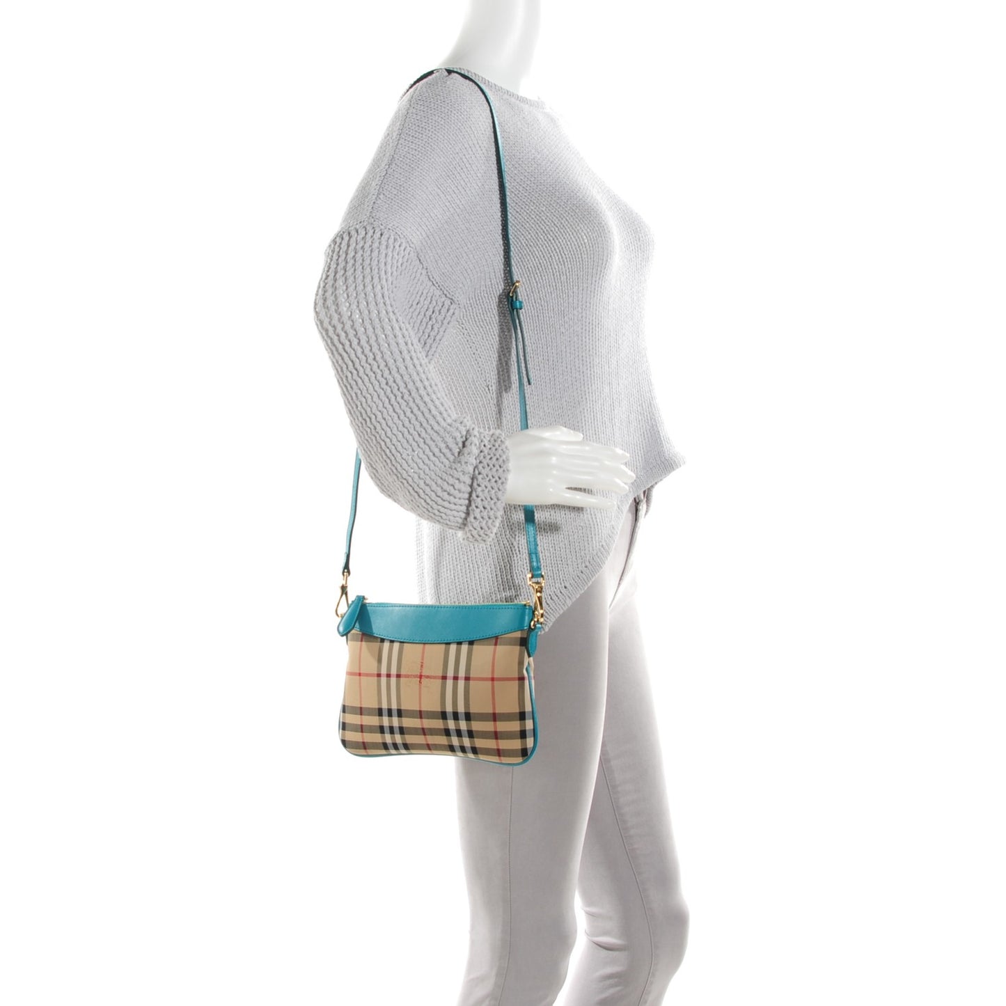 Horseferry Check Peyton Crossbody Clutch Bag Aqua