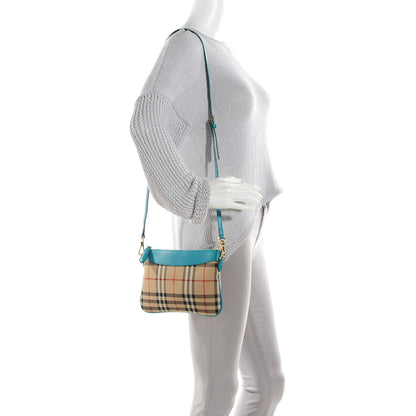 Burberry Horseferry Check Peyton Crossbody Clutch Bag Aqua 2 of 7