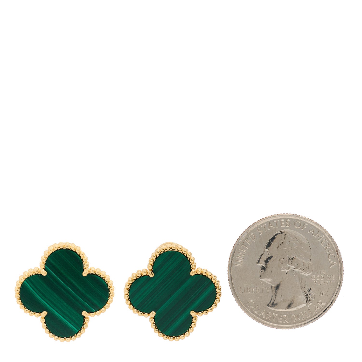 Van Cleef & Arpels 18K Yellow Gold Malachite Magic Alhambra Earrings 2 of 4