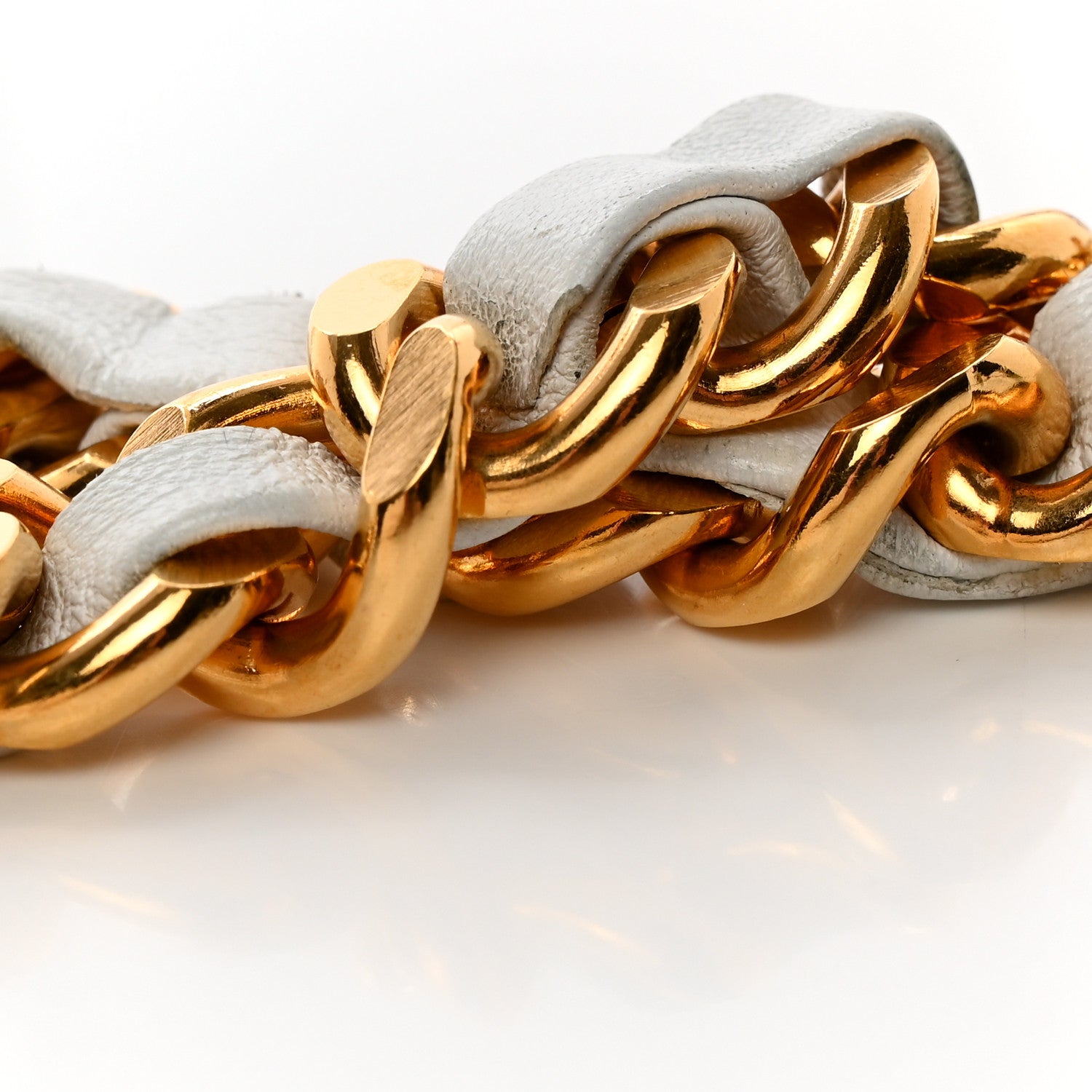 Chanel Lambskin CC Medallion Chain Belt White Gold 6 of 7