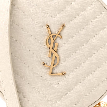 Saint Laurent Grain De Poudre Matelasse Chevron Quilted Round Vinyle Camera Bag Crema Soft 7 of 10