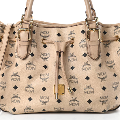 MCM Visetos Drawstring Bucket Bag Beige 9 of 21