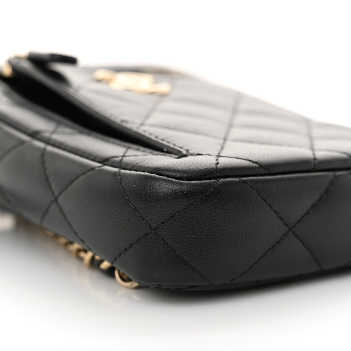 Lambskin Quilted CC Phone Holder Black