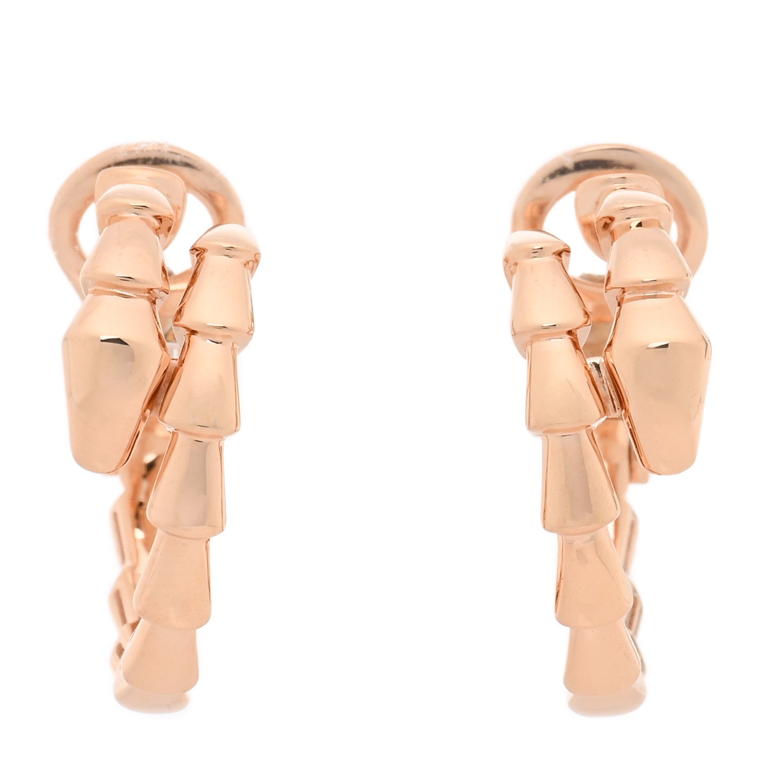 Bulgari 18K Rose Gold Serpenti Viper Hoop Earrings 1 of 6