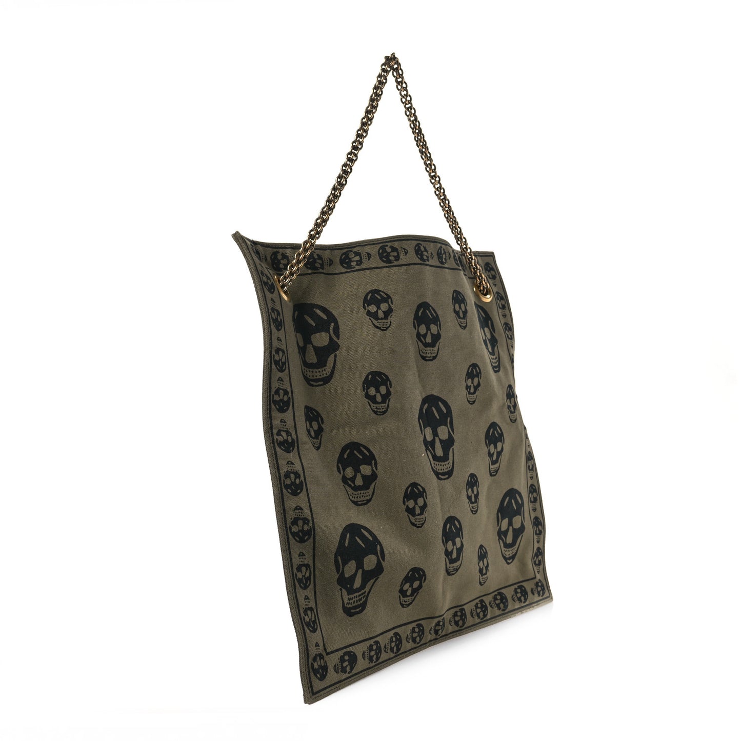 Canvas Skull Print Shopper Green Black