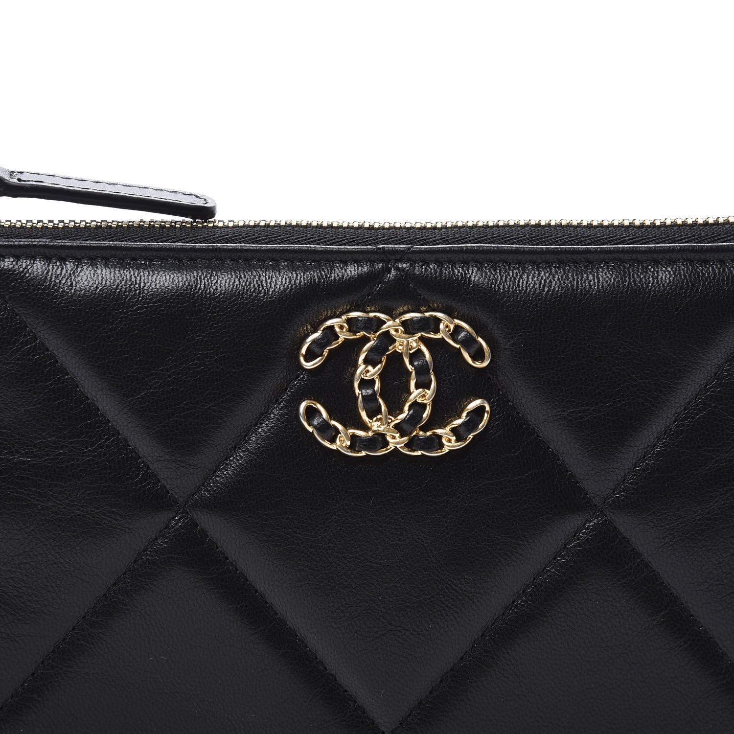 Chanel Goatskin Quilted Chanel 19 Cosmetic Case Black 10 of 11